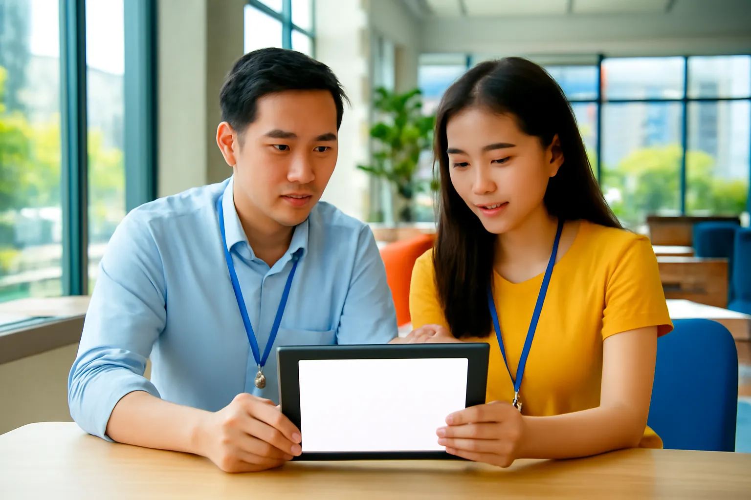 Quản lý sản phẩm và kiểm thử viên xem máy tính bảng ở không gian làm việc chung Đà Nẵng